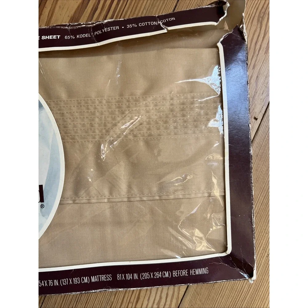 Vintage Springmaid Wondercale No Iron Percale Brown Tan‎ Double Flat Sheet